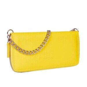 Solid Chain Yellow Satchel Bag